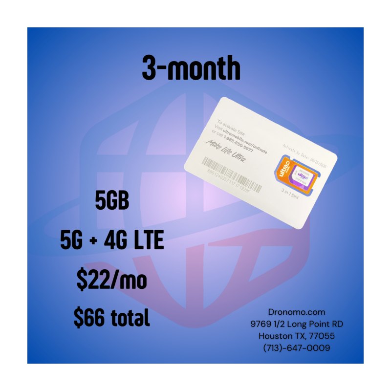Ultra Mobile 5GB Plan, 3 Months ($22/mo)