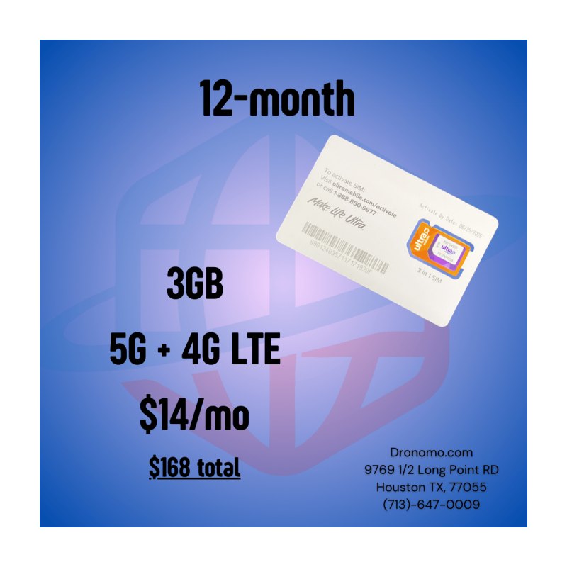Ultra Mobile 3GB Plan, 12 Months ($14/mo)