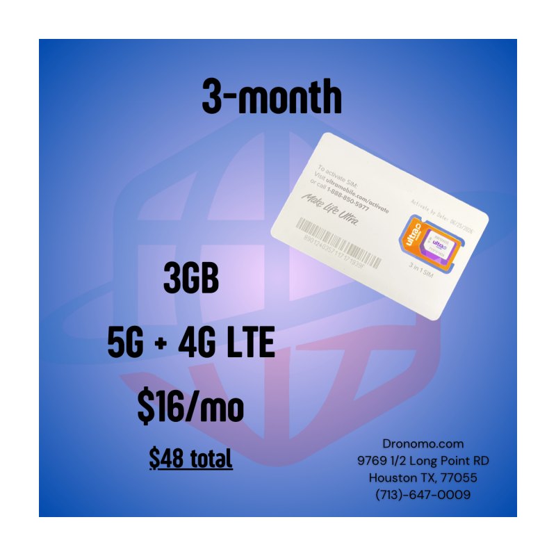Ultra Mobile 3GB Plan, 3 Months ($16/mo)