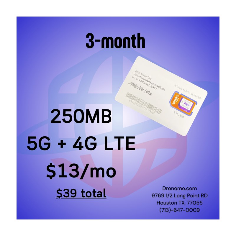 Ultra Mobile 250MB Plan, 3 Months ($13/mo)